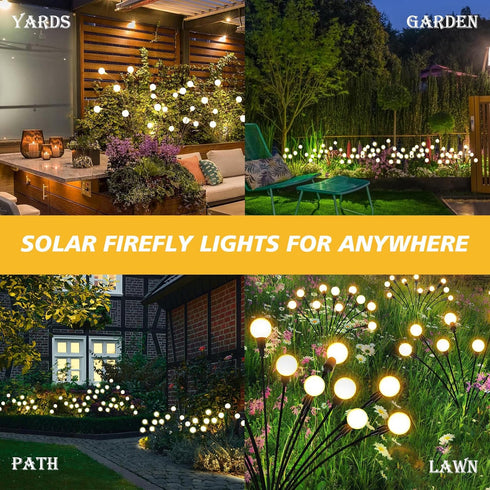 Solar Garden Lights - New Upgraded 4 Pack 40 LEDs Solar Outdoor Decorations Lights, Solar Firefly Lights Waterproof Solar Swaying Garden Decorativ...