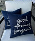 EURASIA DECOR Set of 2 Pcs Hello Handsome Good Morning Gorgeous Embroidered Square Accent Throw Pillow Cover - Gift for Wedding, Couple, Anniversa...