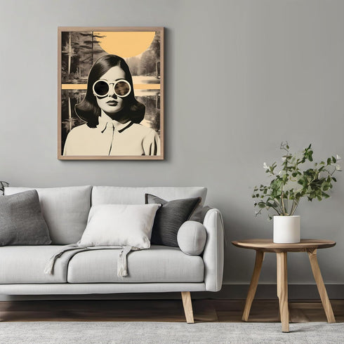 Posterizer 1 pcs-vintage woman peaceful landscape collage-Retro Art-Abstract & Modern Art-Gift for Art Lovers- UNFRAMED Wall Art...
