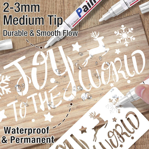 White Permanent Marker Waterproof - 8 White Paint Markers for Metal Surfaces Tire Black Paper Wood Plastic Rocks Fabric, White Marker Permanent, O...