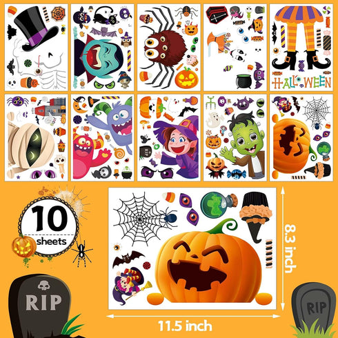 BAYLAY Halloween Window Clings - 10 Sheets Halloween Window StickersDouble Sided Halloween Window Decorations Hallween Window Clings for Class Hal...