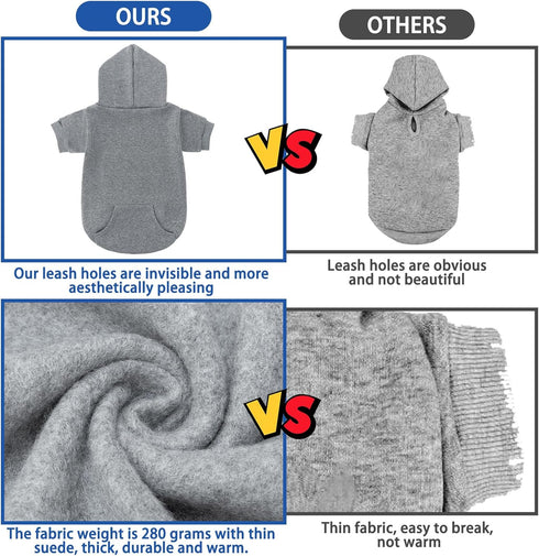 SCENEREAL Dog Hoodie Sweaters for Small Medium Large size Dogs, Fleece Dog Sweatshirt with Hat and Pocket,Soft Cotton Cold Winter All Weather Dog ...
