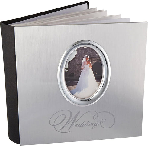MCS Wedding Photo Album Holds 200 4x6 Photos with Memo Space, Silver Cover, Clear Side-Loading Pockets – Elegant Scrapbook Style Memory Book for W...