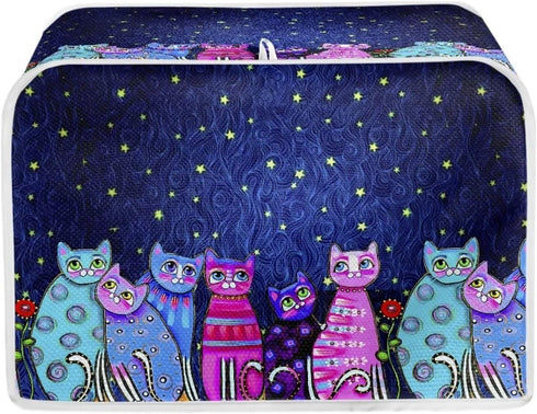 Colorful Cats Pattern Toaster Cover 2 Slice Small Appliance Covers Organizer Toaster Bag Bread Maker Cover Washable Toaster Oven Cover, S...