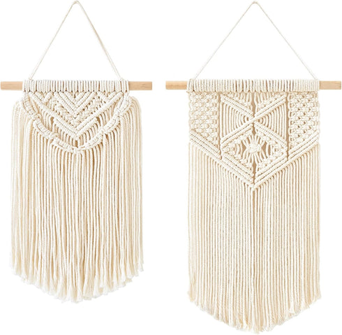 Mkono 2 Pcs Macrame Wall Hanging Boho Wall Art Decor Woven Chic Bohemian Room Decor for Bedroom Nursery Living Room Dorm Apartment, Small Size 13"...