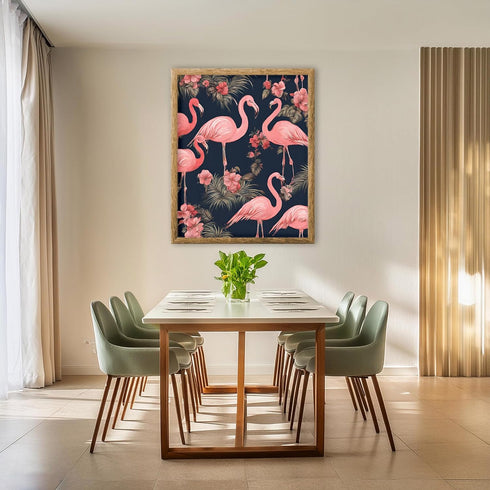 Posterizer 1 pcs-abstract retro design of flowers and flamingo 6-Art for Animal Lovers-GIft for Men Women Teens-Decor for Home & Office- unframed ...