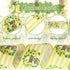 6 Rolls 30 Yards Lemon Wired Edge Ribbon Summer Yellow Lemon Gnome Truck Craft Ribbons Lemon Buffalo Plaid Check Stripe Farmhouse Fabric Ribbon fo...