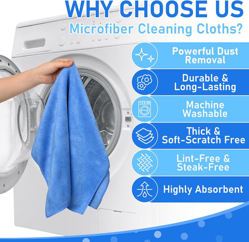 3 Pcs Extra Large Microfiber Cleaning Cloth 30" x 20" Washable Reusable Microfiber Towel Streak Free Lint Free Cloth for Cleaning Home Glass Offic...