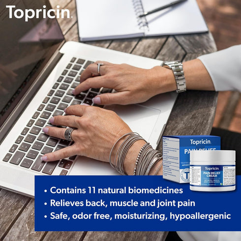 Topricin Pain Relief Cream (4 oz) Fast Acting Pain Relieving Rub...