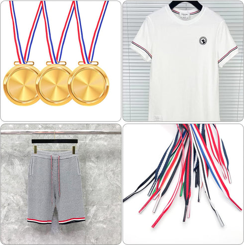 Honbay 50 Yards Red White Blue Striped Grosgrain Ribbon Double Face Polyester Ribbon for Crafts DIY Gift Package Wrapping or Party Decoration (0.3...