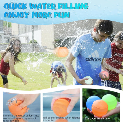 Reusable Water Balloons,Pool Beach Water Toys for Boys and Girls,Soft Silicone Water Splash Ball,Water Balloons Toys for Kids Outdoor Games,Summer...