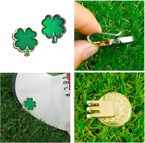 2 Pcs Clover Golf Ball Marker with Golf Hat Clip for Women...
