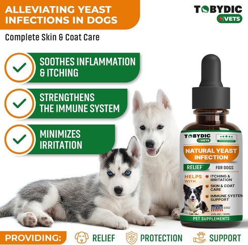 Natural Dog Yeast Infection Relief - Itchy Skin & Ear Treatment - Reduces Irritation & Relieves Itching and Allergy - Herbal Medicine Drops Supple...