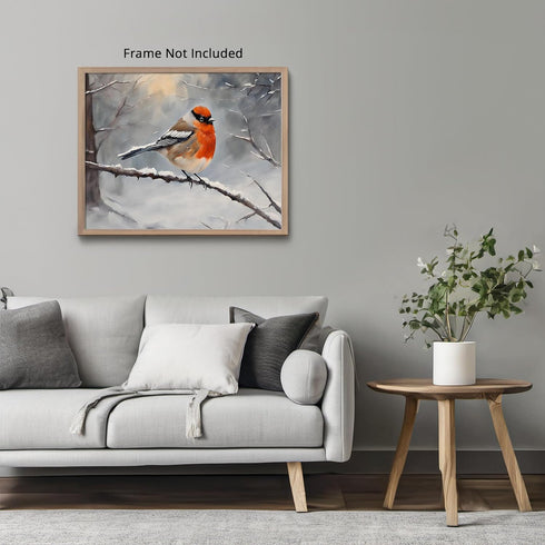 Posterizer 1 pcs-cute little bird in snowy winter scene -3-Art for Animal Lovers-Landscape & Nature Art-Decor for Home & Office- unframed wall art...