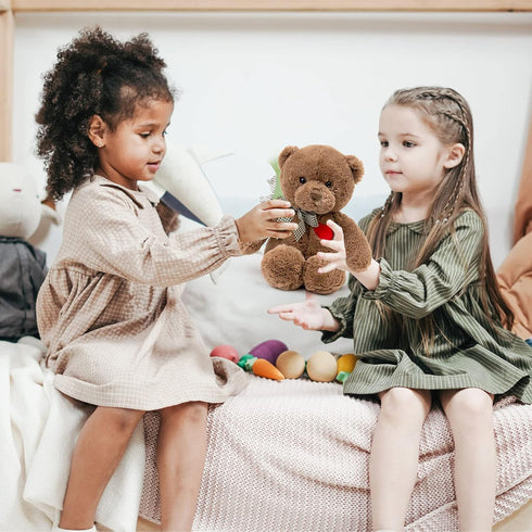 11.4” Small Teddy Bear with Heart Cute Brown Teddy Bear Stuffed Animals for Valentines Day Soft Bear Plushie Toy Stuffed Bear Plush Gifts for Girl...