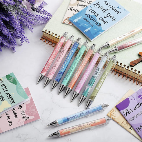 24 Pcs Christian Bulk Gifts for Women Bible Verse Pens Bible Notebooks Christian Gifts Set Scripture Ballpoint Pens Bible Quote Notepads Religious...