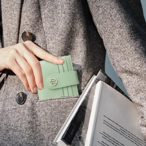 FUNTOR Small Wallets for Women,Ladies Slim Bifold Credit Card Holder with Zipper Coin Pocket(Green)...