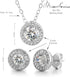 Women's Earrings - 925 Sterling Sliver Art Deco Bridal Wedding Halo Crystal Stud Earrings and Pendant Necklace Set...