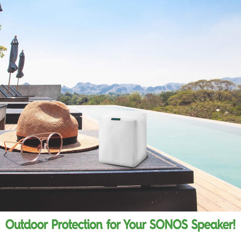Pair (2) White Heavy Duty Outdoor Sonos Speaker Covers - Dust, Water & UV Protection for Your Sonos Play:1, Sonos One & Sonos One SL Speakers - Fi...