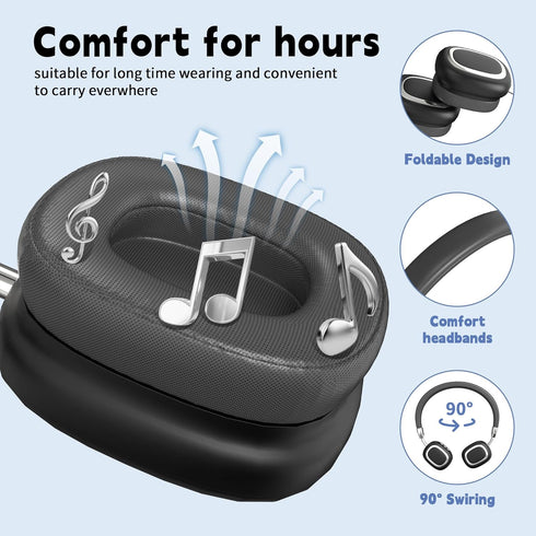 Wireless Bluetooth Headphones, 10H Playtime, Noise Cancelling, HiFi Stereo Over Ear Headphones with Microphone, Foldable Lightweight Bluetooth 5.3...