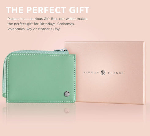 SERMAN BRANDS Wallet Women Zipper Rfid Blocking Small Compact Luxury Leather Pocket Wallet Ladies Mini Purse Credit Card Holder - Compact...