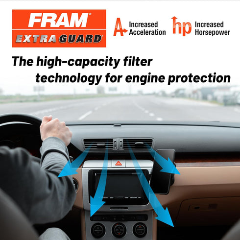 FRAM Extra Guard CA11050 Replacement Engine Air Filter for Select Chrysler, Dodge, Ram and Volkswagen (3.6L) Models, Provides Up to 12 Months or 1...
