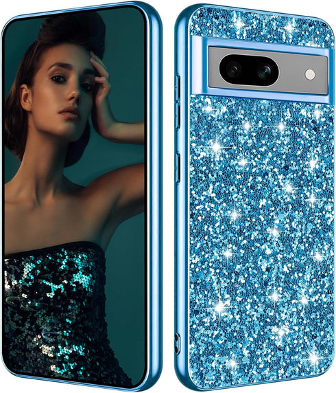 Glitter Case for Google Pixel 8A Phone Case for Women Girls, Slim Ultra Thin Matte Back Shockproof Protective Cover for Google Pixel 8A 5G 6.1-inc...