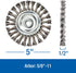 Mercer Industries 186540-5" x 1/2" x 5/8"-11 Knot Wire Wheel, 020 Carbon Steel Wire...