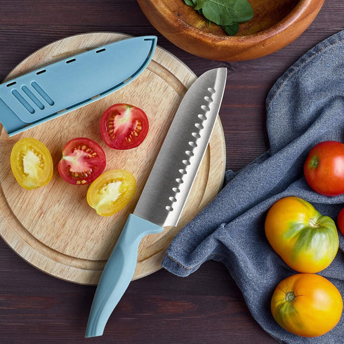 7 Inch Chef's Knive Sets Paring knives Japanese Chefs Knife Fruit and Vegetable Knife Stainless Steel Kitchen Utility Knives with Blade Guards(1 P...