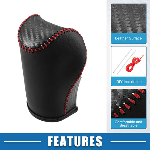 Gear Shifting Knob Cover Automatic Transmission Lever Trim for Jeep Cherokee 2014-2021 PU Leather Carbon Fiber Pattern Black Red...