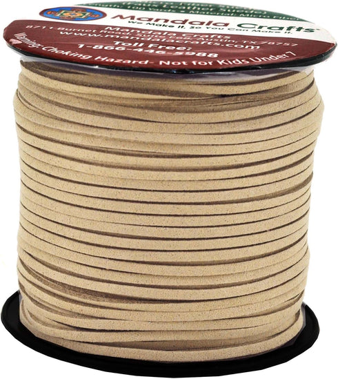 Mandala Crafts Faux Suede Cords Tan Leather Cords for Jewelry Making - 2.65mm Leather Laces Leather Strips Flat Vegan Leather Strings for Dream Ca...