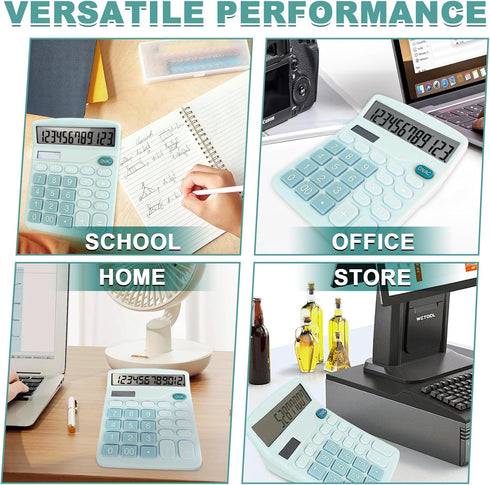 Basic Calculator with Comfortable Large LCD Display, 12 Digits Calculators Desktop, Tilt Screen, Big Button, Desk Calculator with Dual Power (Sola...