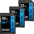 Lexar 32GB (3-Pack) High-Performance 800x PRO SDHC UHS-I Memory Card, C10, U1, V10, 4K UHD Video, Up to 150MB/s Read, for Point-and-Shoot & Mid-Ra...