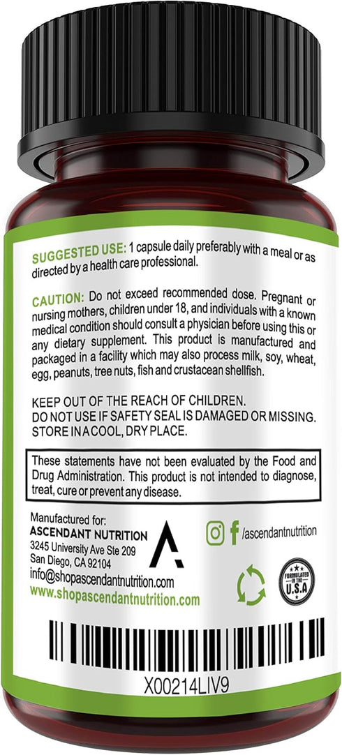 Ascendant Nutrition Bacillus Subtilis Probiotic - 30 Billion CFU Multi-Strain Probiotics for Women and Men - Supports Digestive and Gut Health - 3...