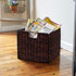 Household Essentials Wicker Open Storage Bin for Shelves, Dark Brown...