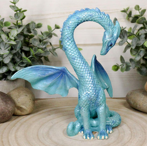 Ebros Valentine Cupid Love Blue Dragon Figurine 5.5" Tall Romantic Male Dragon Left Part of Heart Curve Collectible Medieval Fantasy Dungeons and ...