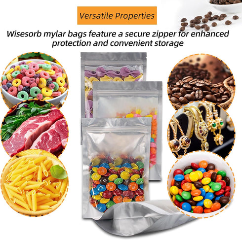 4"x 6" 30 Packs Mylar Bags For Food Storage, Mylar Bags With Window, Freeze Dried Candy Bags, Reusable Storage Bags For Food, Mylar Food Storage B...