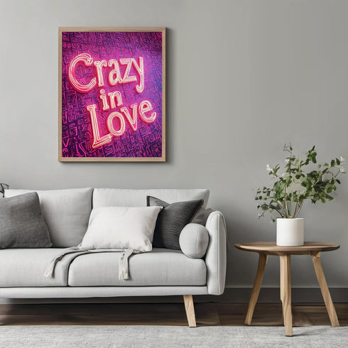 Posterizer 1 pcs-crazy in love-neon art-Valentine's inspired poster-Romantic Art-Holiday Poster Collection-Gift for Couples boyfriend girlfriend H...