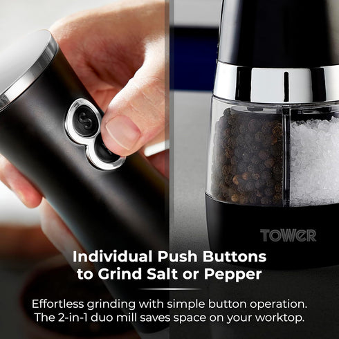 Tower Duo Electric Salt/Pepper Mill, Black...