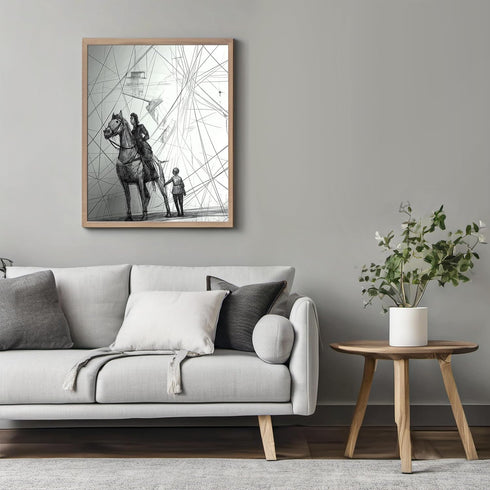 Posterizer 1 pcs-minimalist pencil drawing style-Don Quixote and his loyal squire inspired art 2-Men's Art Collection Gifts for Men Decor for Home...