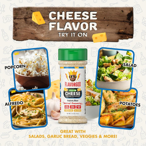 Cheese Flavored Seasoning Mix by FlavorGod - Premium All Natural & Healthy Spice Blend for Chicken, Vegetables, Salad, Pizza, Tacos, & Pasta - Kos...