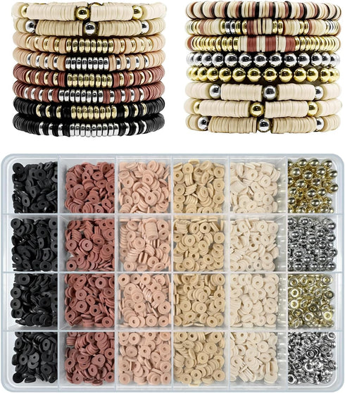 ClaBead Bracelet Making Kit 3200Pcs, Clay Beads Bracelet Kit with Gold Beads and Sliver Beads, Swift Friendship Beads Bracelet Kit for Jewelry Mak...