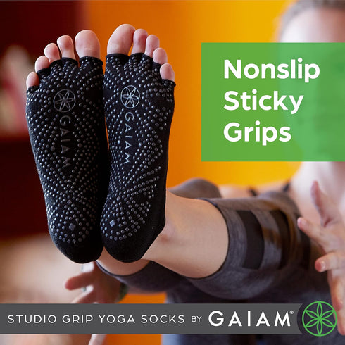 Gaiam Grippy Studio Yoga Socks for Extra Grip in Standard or Hot Yoga...