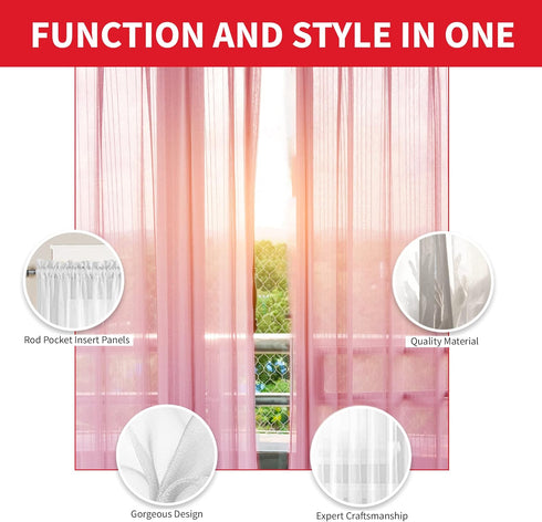 Sapphire Home White Sheer Curtains - 84 Inches Length, 2 Panels Set Sheer Drapes, Light Filtering Textured Window Curtain for Living Room, Bedroom...