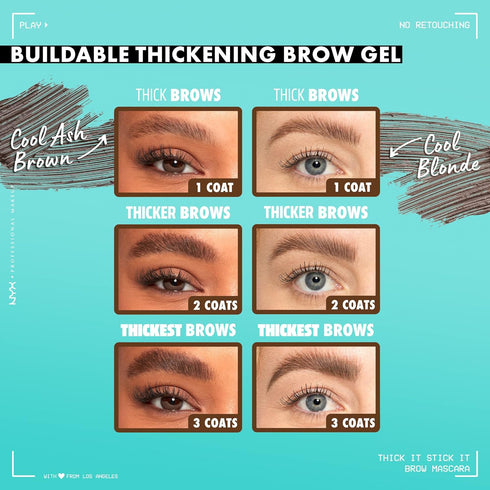 NYX PROFESSIONAL MAKEUP Thick It Stick It Thickening Brow Mascara, Eyebrow Gel - Espresso...