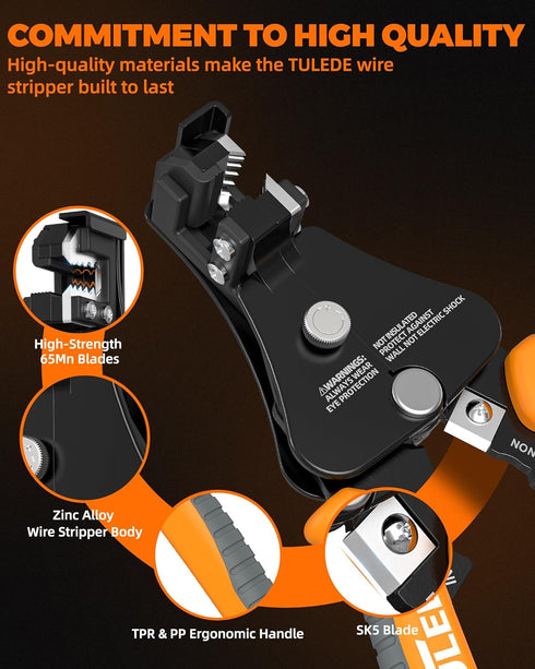 Automatic Wire Stripper, 3 IN 1 Stripper/Cutter/Crimping Self Adjusting Wire Stripper, 7 Inch Wire Stripper for 8-18 AWG Solid and Stranded Electr...