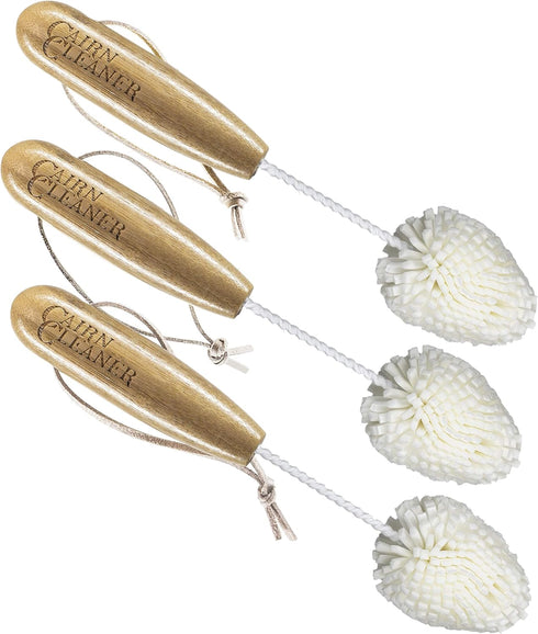Whiskey Tasting Glass Brush - Also for wine glasses and champagne flutes, Natural Bamboo 3-Pack...