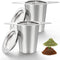 IPOW 2 Pack Extra Fine Mesh Coffee Filter with Coaster Lid and Double-sided Handle, Micron Mesh Tea Infuser for Loose Tea, Food-grade Stainless St...