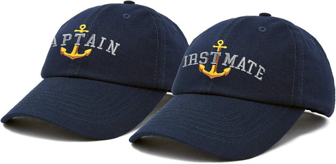 Matching Captain and First Mate Hat Set Embroidered Ball Cap...
