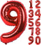 40 inch red big number 9 birthday party decoration foil polyester film balloons anniversary party wedding for girls and boys digit 9...